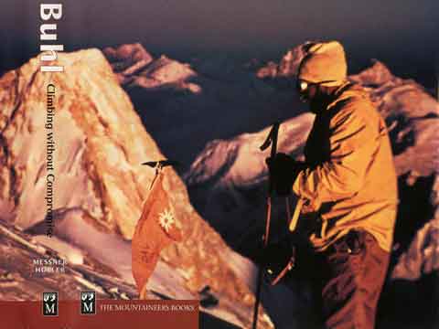 
Broad Peak First Ascent - Hermann Buhl On Broad Peak Summit June 9, 1957 With Gasherbrum IV Behind - Hermann Buhl Climbing Without Compromise book
